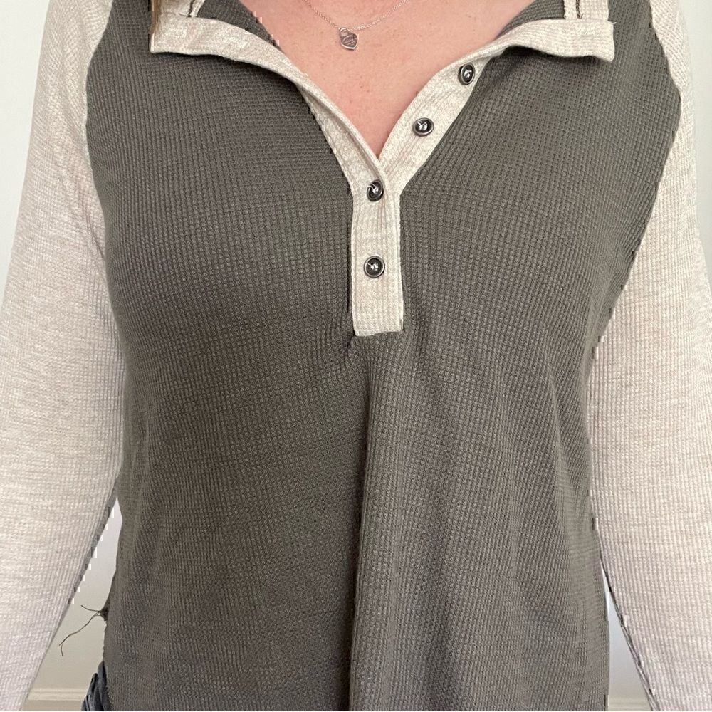 Treasure&Bond Two Toned Waffle Top - Picture 3 of 6